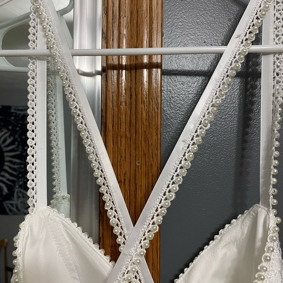 Halter Empire White Lace Prom Wedding, or Evening Dress - Picture 4 of 11